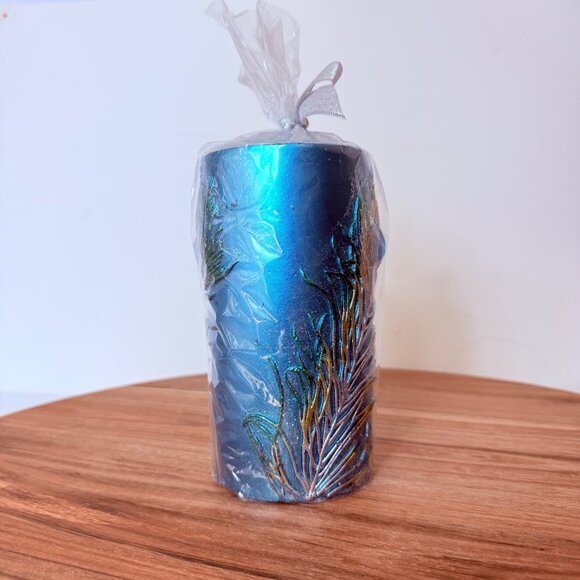 Pier 1 Imports Peacock Candle Rhinestone Feather Pillar Elegant Home Décor Gift - Picture 13 of 14